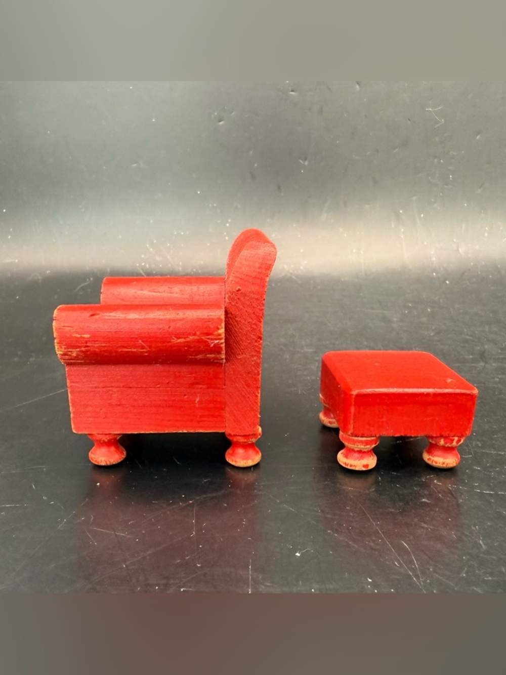 VTG 30’s Strombecker Living Room Set Red Wooden Dollhouse Furniture 4 Piece Lot - Picture 4 of 16